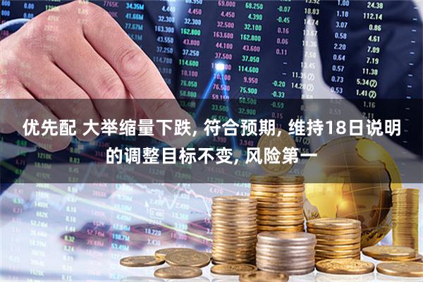 优先配 大举缩量下跌, 符合预期, 维持18日说明的调整目标不变, 风险第一
