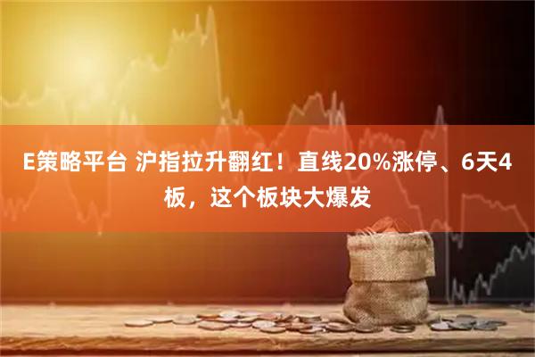 E策略平台 沪指拉升翻红！直线20%涨停、6天4板，这个板块大爆发