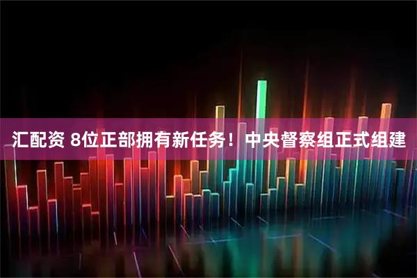汇配资 8位正部拥有新任务！中央督察组正式组建