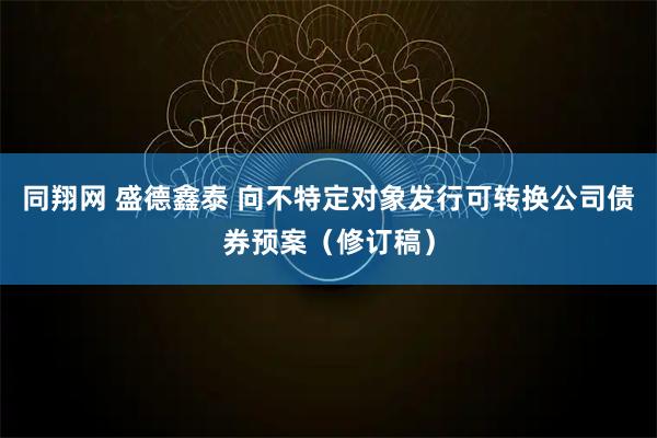 同翔网 盛德鑫泰 向不特定对象发行可转换公司债券预案（修订稿）